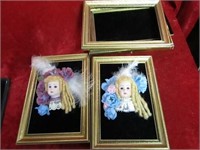 (2) Vintage Framed Victorian style doll heads