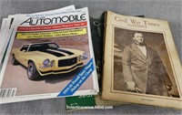 Automobile Magazines & Civil War Mags 70s