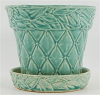 * McCoy Quilted Turquoise Planter / Flower Pot -