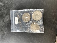 3 US Silver half dollars: 1920 walking Liberty, 19