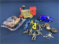 Assorted Toys including I’ve vintage, toot, toot,