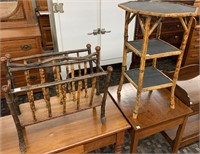 Antique Bamboo Magazine Rack & Stand