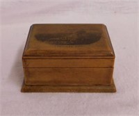 1860's Mauchlin Ware wood souvenir box w/ hinged