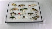 Vintage fishing lures w/ showcase