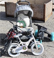 Graco Stroller, 2 Kids Bicycles & Tricycle