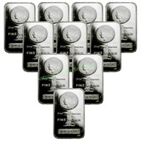 (10) 1 oz Silver Bars - Morgan Design