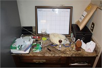 CONTENTS OF DESK AND DESK AREA