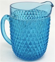 Blue Indiana Glass Diamond Point PItcher