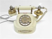 PRINCESS CREAM & BRASS ROTARY DIAL PHONE c1970's