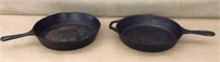 1 Lodge Cast Iron Skillet & 1 Cast Iron Skillet