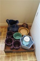 Tray Pottery, Dog Bowls, Blue Jar