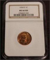 1954S MS66 RD NGC CERTIFIED PENNY