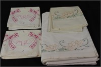 Embroderied Pillowcases & Table Cover