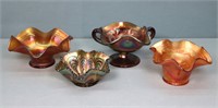 4pc. Antique Carnival Glass Bowls