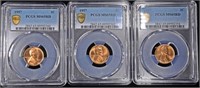 (3) 1957 LINCOLN CENTS PCGS MS65RD