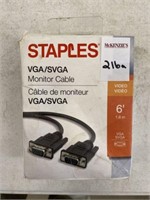 STAPLES VGA MONITOR CABLE 6 FT