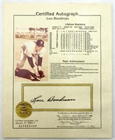 LOU BOUDREAU AUTO AMERICAN SPORTS STAT SHEET