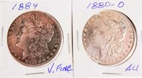 Coin 2 Morgan Silver Dollars 1884, 1880-O