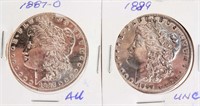 Coin 2 Morgan Silver Dollars 1887-O, 1889-P