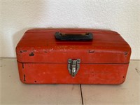 Red Metal Tool Box w Contents Hand Tools