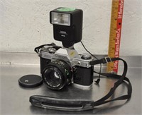 Vintage Canon AE-1  film camera, flash