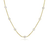 14k Gold White Sapphire Yard Long Links Necklace