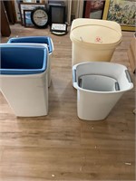 9 assorted trash cans