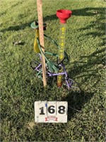 Metal Frog on Bike Yard Decoration w/ Rain Gauge