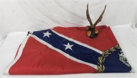 Robert Lee Flag & Wood Carved Eagle