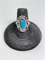 Vintage Sterling (Espo) Turquoise Ring 3 Gr S-7.25
