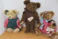3 Larger Size Boyd Bears 14" to 17" Mohair +