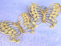 Vintage Pair of Large Butterfly Wall Deco