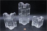 3 - 1970s Rosenthal Crystal Icicle Candlesticks