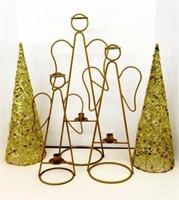 3 Wrought-Iron Angel Candle Holder & 2 Trees