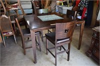 Modern Bar Height Table with Four Padded Chairs