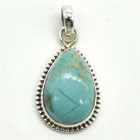 SILVER MUHAVE TURQUOISE(8.1CT) RHODIUM PLATED