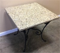 WROUGHT IRON GRANITE TOP END TABLE