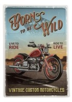 Vintage Custom Motorcycle Tin Sign