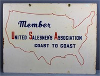 Tin United Salesman's Association Sign