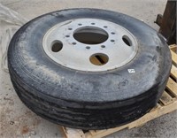 Aluminum Truck Rim 22.5 Tire (Tire has Cut), Loc: