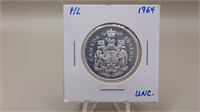 1964  Canadian 800 Silver 1/2 Dollar  Proof Like