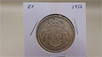 1956 Canadian 800 Silver 1/2 Dollar  E F