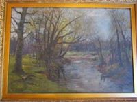 30X39 GERMAN OIL PAINTING IN FRAME SIGNED