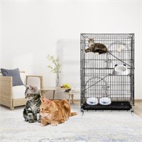 MYOYAY 43' 3-Tier Foldable Cat Cage with Casters