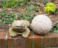 Cast Stone Frog & Granite Sphere