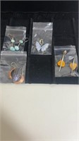 Lot of 3 pair sterling earrings and butterfly