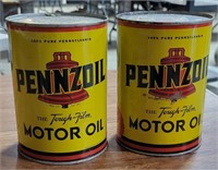 2X BID - 2 PENNZOIL MOTOR OIL FULL TIN CANS