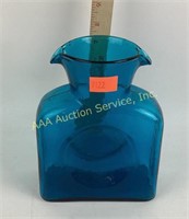 Blenko blue art glass bottle