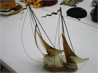 BRASS AND STONE SHIP ART
