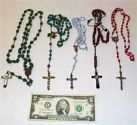 5 Vintage Rosary Necklaces in Nice Condition